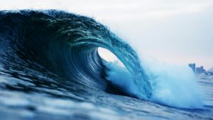 Capturing the energy of a barrel wave crashing on the Chilean coast.